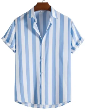 Streamlined Vertical Stripe Button Up Shirt